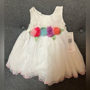 Bonnie Jean white Sleeveless Floral-Appliqued Fit & Flare Dress; 12 months